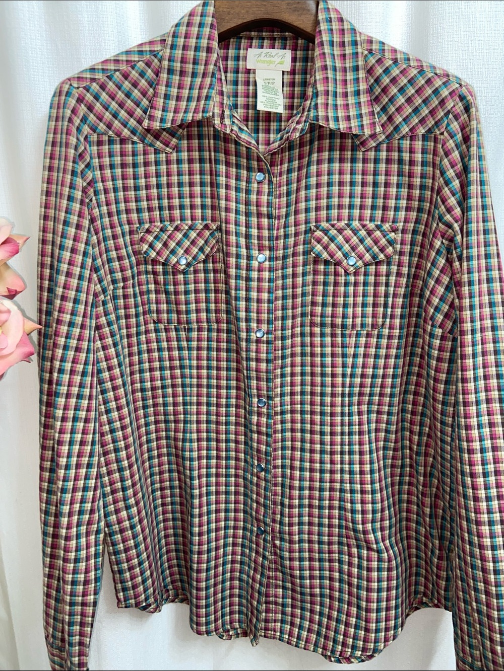 Wrangler Plaid As Real As Pearl Snap Button Up Women’s Western Shirt